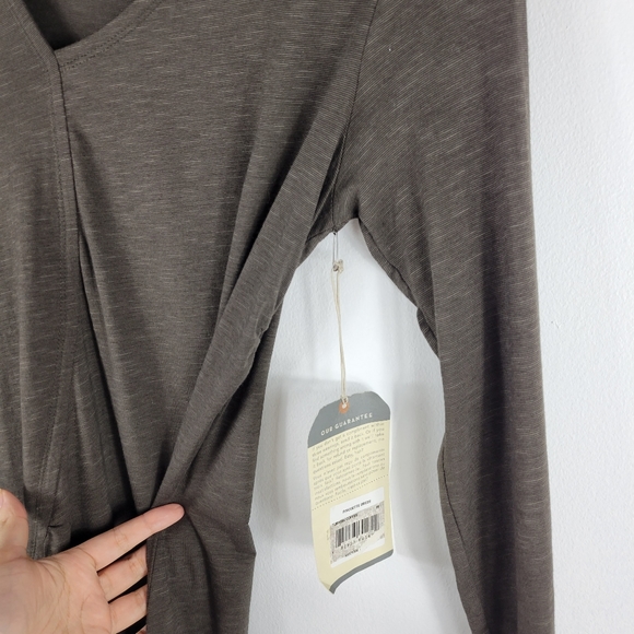 New Horny Toad Pirouette Ruched Asymmetric Long Sleeve Knit Midi Sheath Dress - Picture 8 of 12